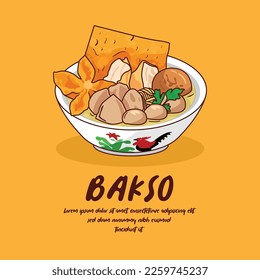 Hand drawn Indonesia traditional food bakso illustration