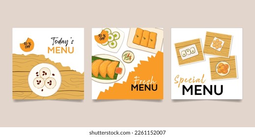Hand Drawn Indonesian Food social media instagram post template
