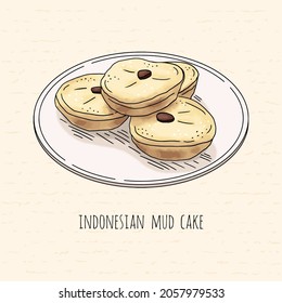 Hand drawn Indonesian mud cake