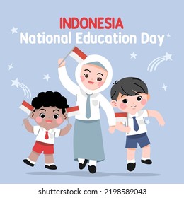 Hand Drawn Indonesian National Education Day Illustration