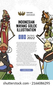 
Hand drawn Indonesian puppet show illustration social media posts svg