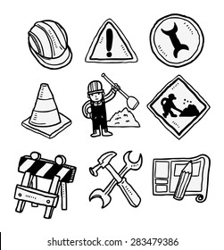 hand drawn industrial icon set