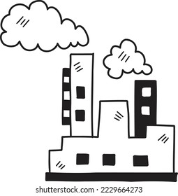 Hand Drawn industrial plant illustration isolated on background