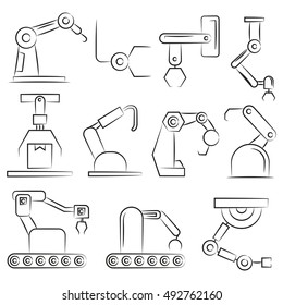 hand drawn industry robots