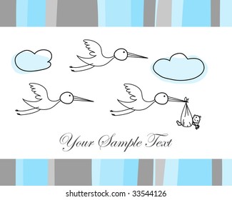 Hand drawn infant card for design use