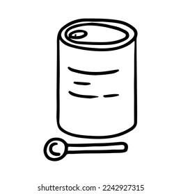 Hand drawn infant milk powder in doodle sketch style. Baby element drawn by digital brush-pen. Cute illustration for icon, background, frame design.