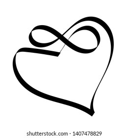 Hand Drawn Infinity Heart love forever sign for wedding invitations, cards, romantic designs etc - vector