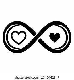 hand drawn infinity love forever lines Black color, Hand drawn infinite heart icons. Endless love symbol with infinity icon, isolated on transparent background, for family, wedding, love story.