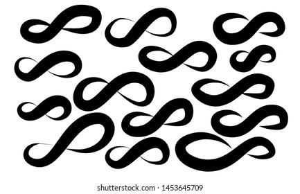 Hand Drawn infinity Set . Doodle infinity Collection On White Background 