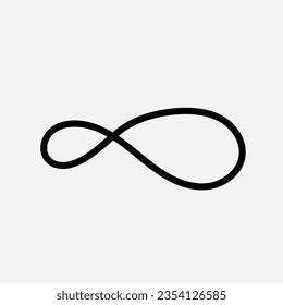 Hand drawn infinity sign. Abstract loop, curve shape. Dynamic line, unlimited concept. Vector illustration