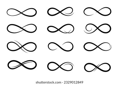 Hand drawn infinity symbol. Black infinity icon. Eternity, infinite, limitless and forever signs.