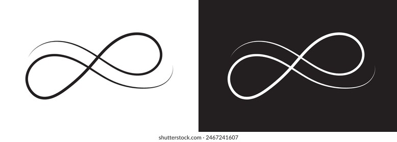 Hand drawn infinity symbol. Black infinity icon. Eternity, infinite, limitless and forever signs. isolated on white and black background. Vector illustration . EPS 10