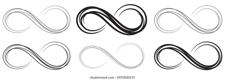 Hand drawn infinity symbol. Black infinity icon. Eternity, infinite, limitless and forever signs.