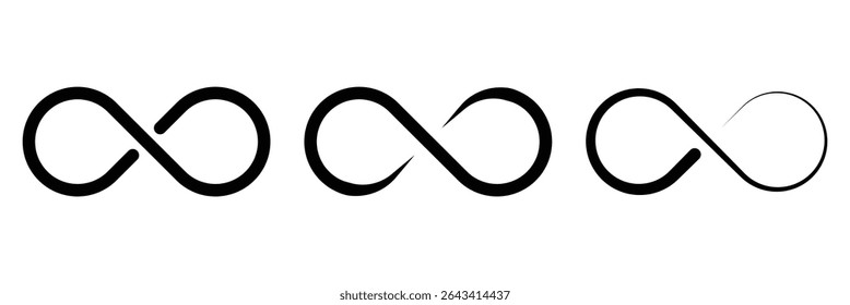 Hand drawn infinity symbol. Black infinity icon. Eternity, infinite, limitless and forever signs.