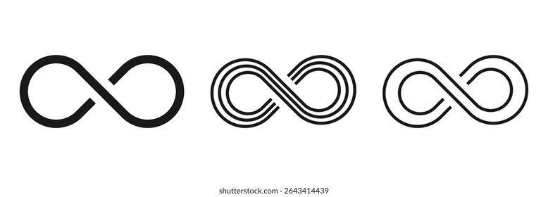 Hand drawn infinity symbol. Black infinity icon. Eternity, infinite, limitless and forever signs.