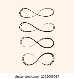 Hand Drawn Infinity Symbol Icon Set Vector Design.