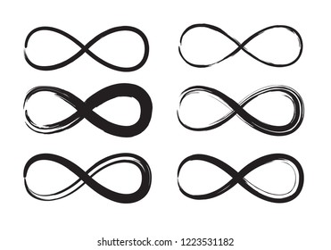 Hand drawn Infinity symbols set in grunge style 