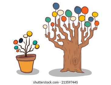 Hand drawn info graphic template style. Tree network