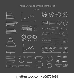Hand drawn infographic creation kit. Presentation vector elements.