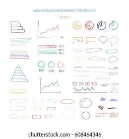 Hand drawn infographic creation kit. Presentation vector elements.