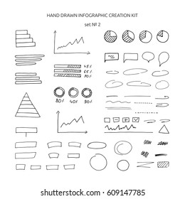 Hand drawn infographic creation kit. Presentation vector elements.
