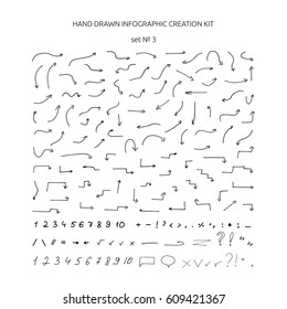 Hand drawn infographic creation kit. Vector arrows.
