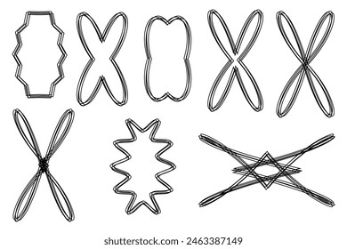 Hand drawn infographic different shapes line art. Doodles for artwork.
