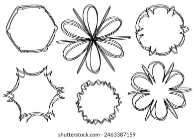 Hand drawn infographic different shapes line art. Doodles for artwork.