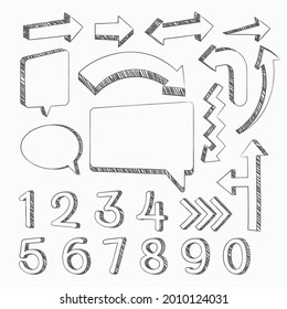 Hand drawn Infographic element set. School hand drawn presentation template. Freehand hand construction, graphic sketch. Vector illustration. 
