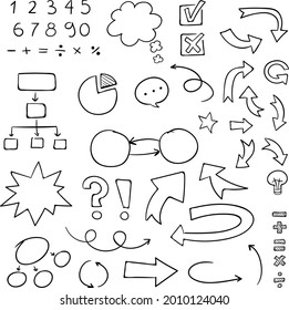 Hand drawn Infographic element set. School hand drawn presentation template. Freehand hand construction, graphic sketch. Vector illustration. 