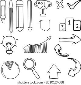 Hand drawn Infographic element set. School hand drawn presentation template. Freehand hand construction, graphic sketch. Vector illustration. 