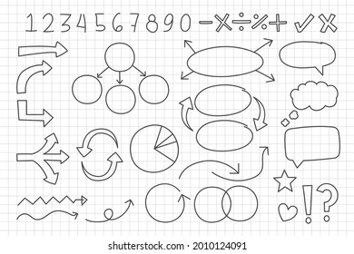 Hand drawn Infographic element set. School hand drawn presentation template. Freehand hand construction, graphic sketch. Vector illustration. 