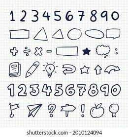 Hand drawn Infographic element set. School hand drawn presentation template. Freehand hand construction, graphic sketch. Vector illustration. 