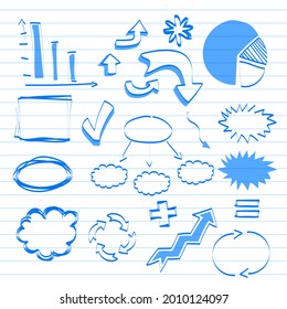 Hand drawn Infographic element set. School hand drawn presentation template. Freehand hand construction, graphic sketch. Vector illustration. 