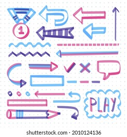 Hand drawn Infographic element set. School hand drawn presentation template. Freehand hand construction, graphic sketch. Vector illustration. 