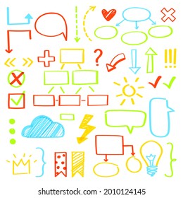 Hand drawn Infographic element set. School hand drawn presentation template. Freehand hand construction, graphic sketch. Vector illustration. 