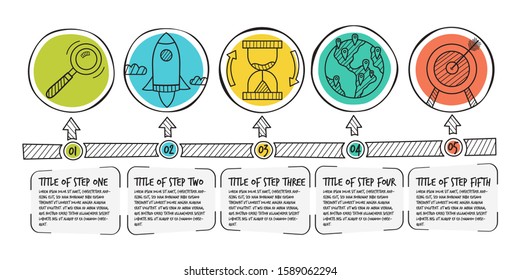 Hand Drawn Infographic Steps. Vector Illustration.
