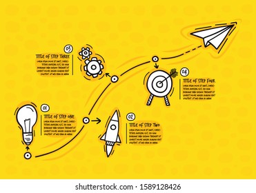 Hand drawn infographic steps. Vector illustration.