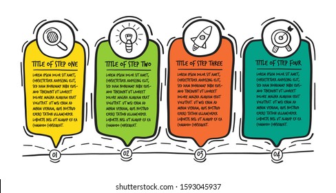 Hand drawn infographic steps. Vector illustration.