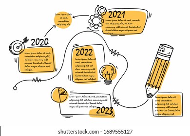 Hand drawn infographic steps. Vector illustration.