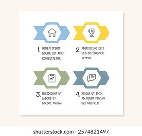 Hand drawn infographic template with four arrows with place for your icons and text, doodle infographics, vector eps10 illustration