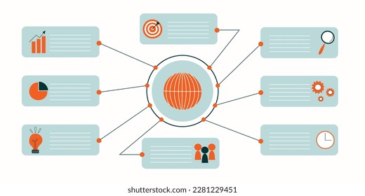 Plantilla de infografía dibujada a mano. Diseño de infografía vectorial en un estilo moderno y plano. Ideal para presentación, diseño de trabajo, banner, diagrama de flujo, diagrama de procesos.