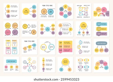 Hand drawn infographics bundle - diagrams, charts, flow charts, steps or options, workflow, vector eps10 illustration