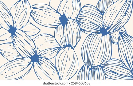 Hand drawn ink abstract floral background. Vector illustration.