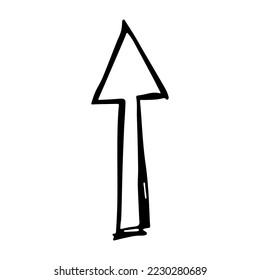 Hand drawn ink arrow illustration in sketch style. Business doodle clipart. Single element for design