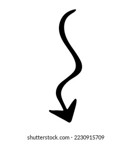 Hand drawn ink arrow illustration in sketch style. Business doodle clipart. Single element for design