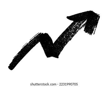 Hand drawn ink arrow illustration in sketch style. Business doodle clipart. Single element for design