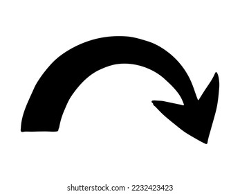 Hand drawn ink arrow illustration in sketch style. Business doodle clipart. Single element for design