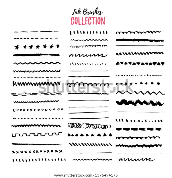 Hand drawn\
ink borders set, unique swirls, dividers collection. Artistic hand\
drawn thin brushes. Isolated\
elements.