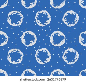 Hand drawn ink brush abstract wave circle seamless pattern, Japanese and ethnic ripple, water graphic for textile, decoration
